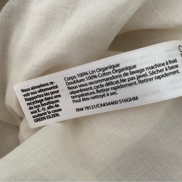 Eileen Fisher Organic Linen Slub Gingham Check Shift Dress size medium Natural - Picture 9 of 10